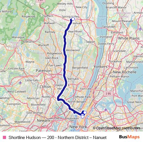 Shortline Hudson bus Line Map