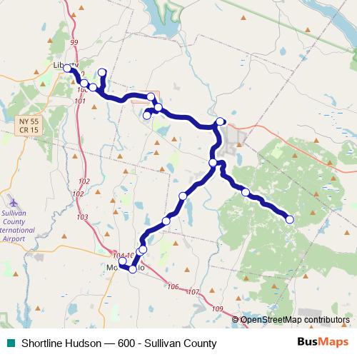 Shortline Hudson bus Line Map