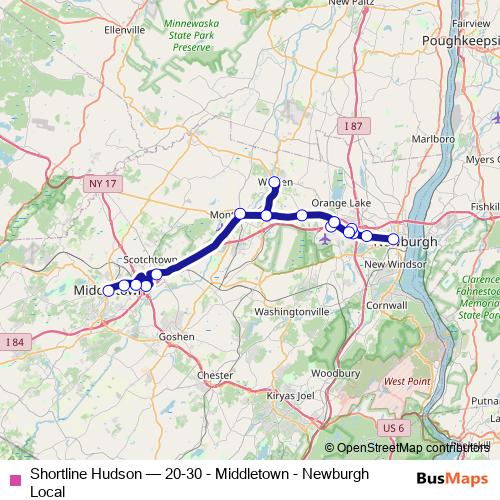 Shortline Hudson bus Line Map