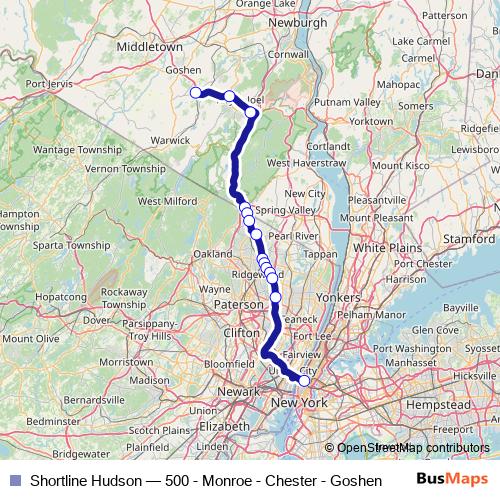 Shortline Hudson bus Line Map