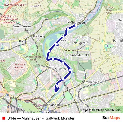 U14e bus Line Map