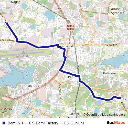 Beml A-1 bus Line Map