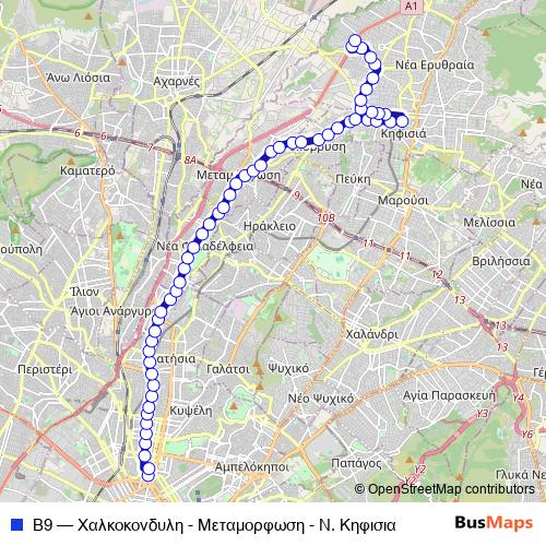 Β9 bus Line Map