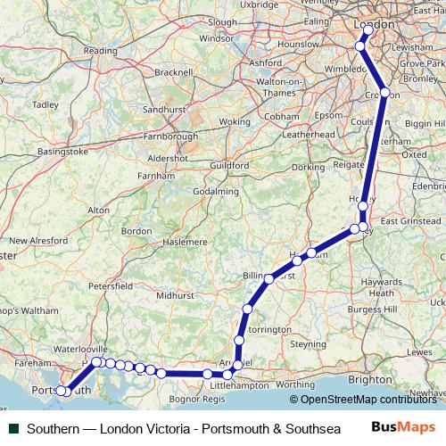 Southern rail Line Map