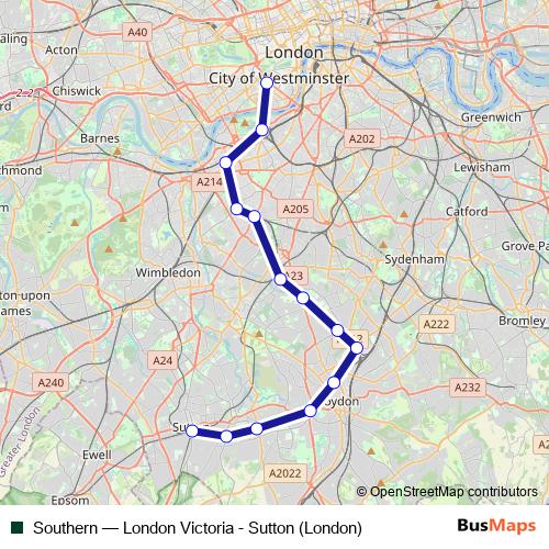Southern rail Line Map