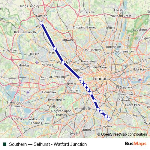 Southern rail Line Map
