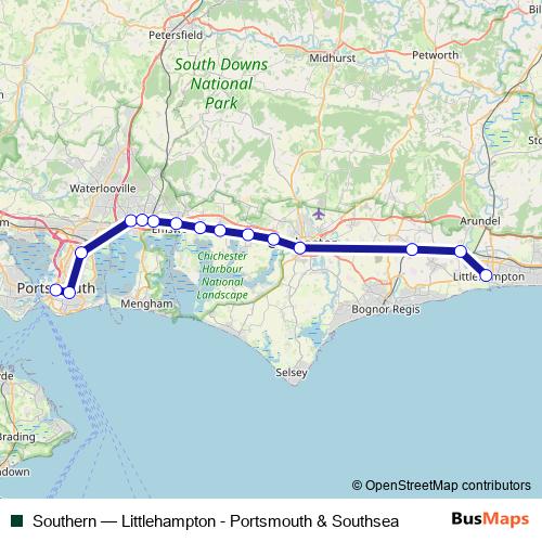 Southern rail Line Map