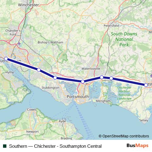 Southern rail Line Map