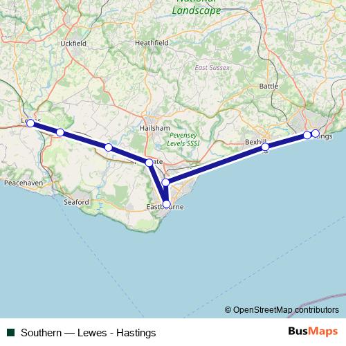 Southern rail Line Map