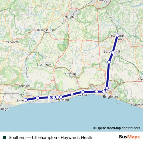 Southern rail Line Map