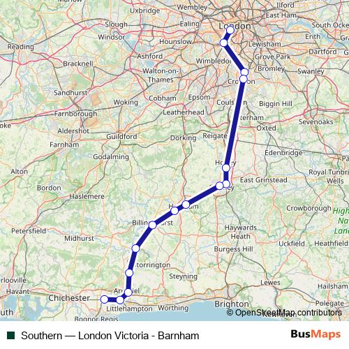 Southern rail Line Map