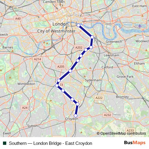 Southern rail Line Map