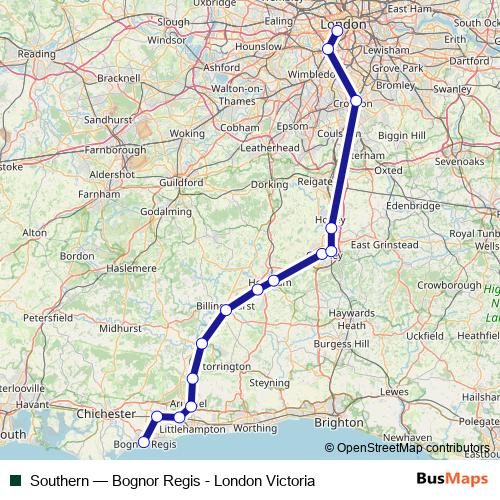 Southern rail Line Map