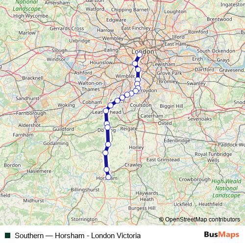 Southern rail Line Map