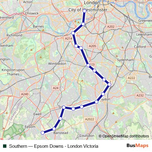 Southern rail Line Map