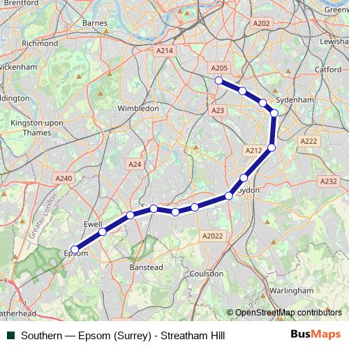 Southern rail Line Map