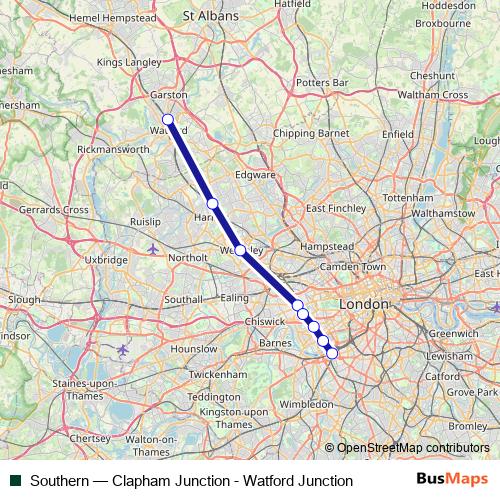 Southern rail Line Map
