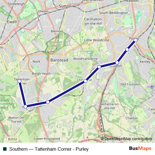 Southern rail Line Map