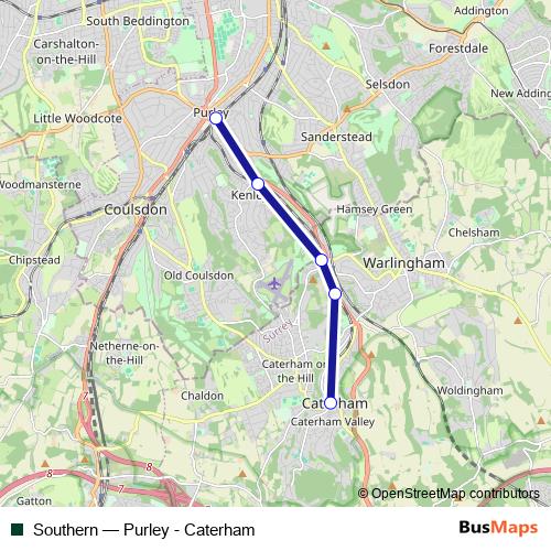 Southern rail Line Map