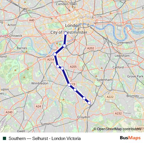 Southern rail Line Map