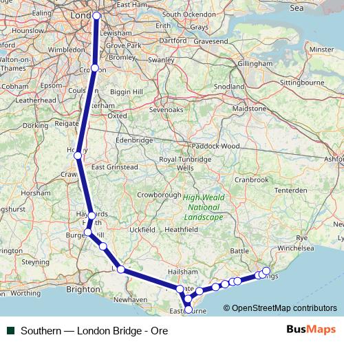Southern rail Line Map