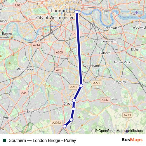 Southern rail Line Map