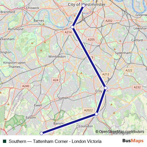 Southern rail Line Map