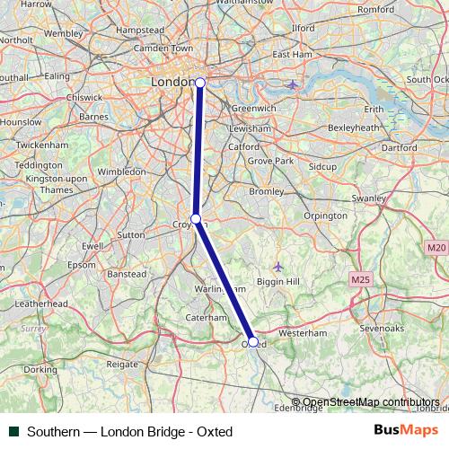 Southern rail Line Map