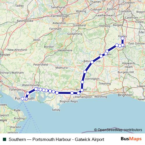 Southern rail Line Map