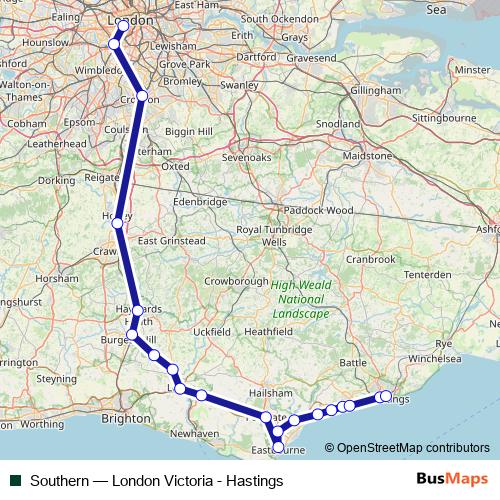 Southern rail Line Map