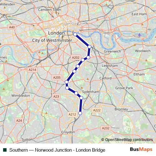 Southern rail Line Map