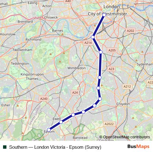 Southern rail Line Map