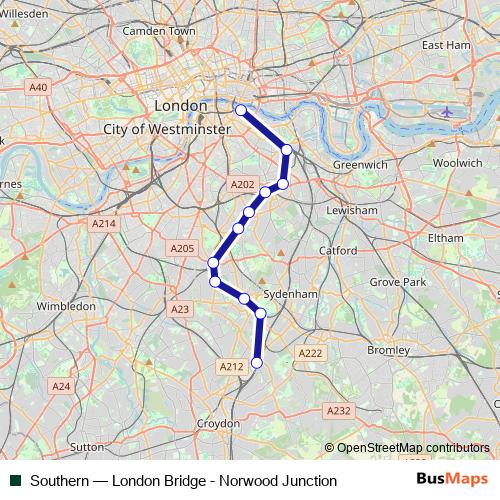 Southern rail Line Map