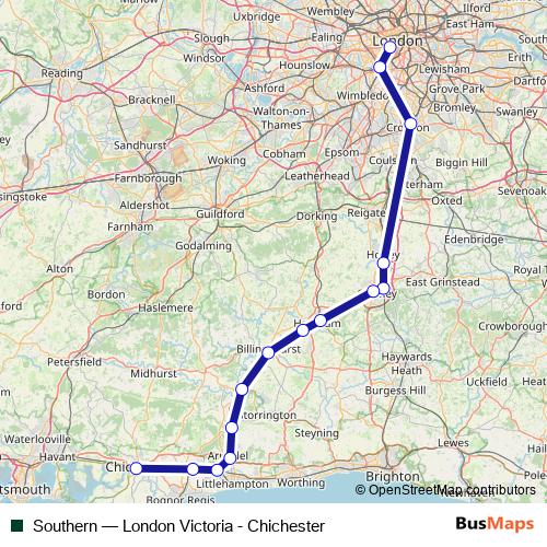 Southern rail Line Map