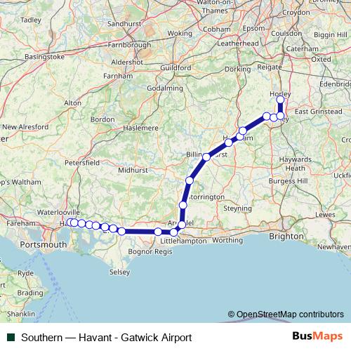 Southern rail Line Map