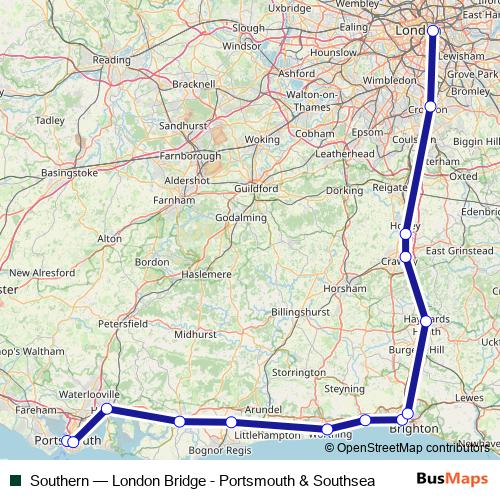 Southern rail Line Map