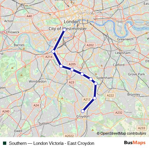 Southern rail Line Map