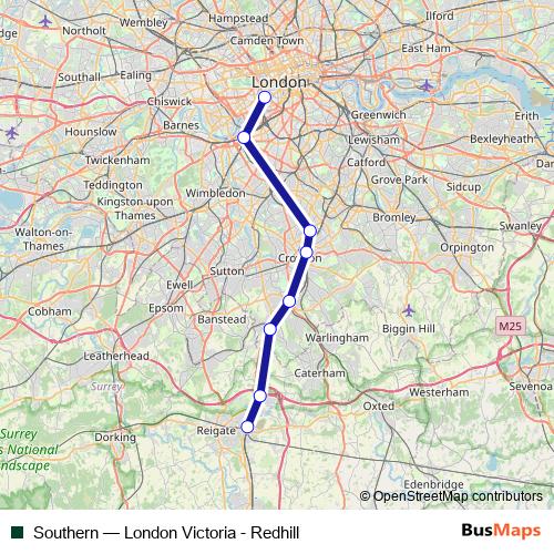 Southern rail Line Map