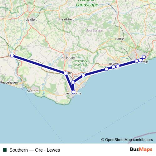 Southern rail Line Map