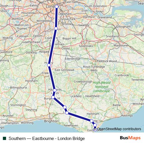 Southern rail Line Map