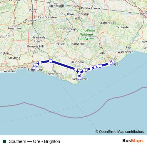 Southern rail Line Map