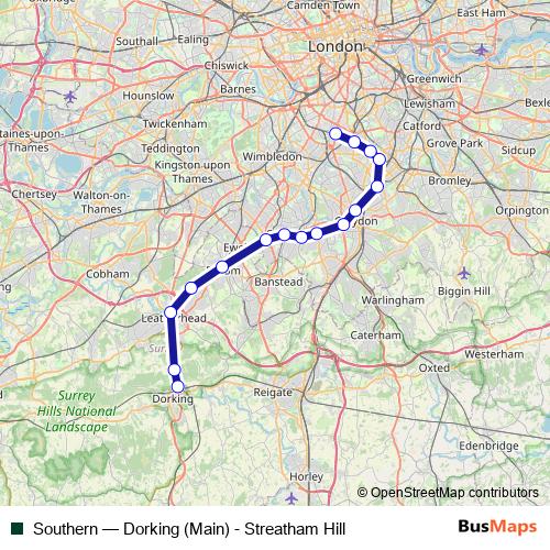 Southern rail Line Map