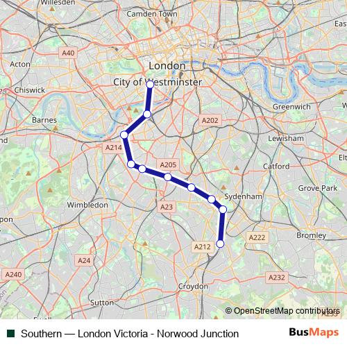 Southern rail Line Map