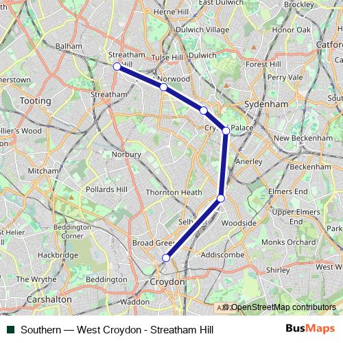 Southern rail Line Map