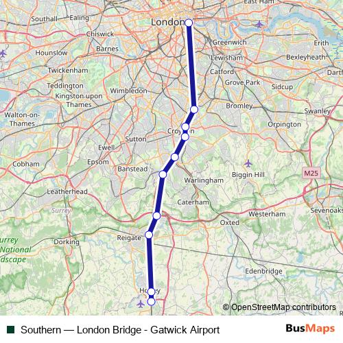 Southern rail Line Map