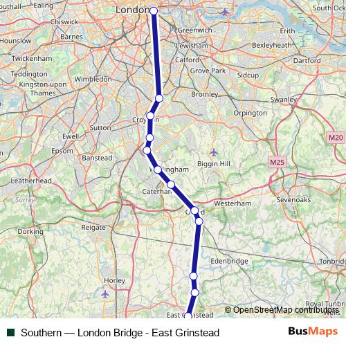 Southern rail Line Map