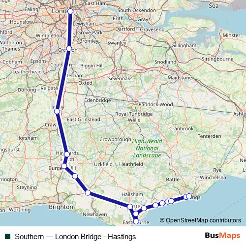 Southern rail Line Map