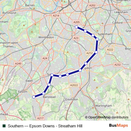 Southern rail Line Map