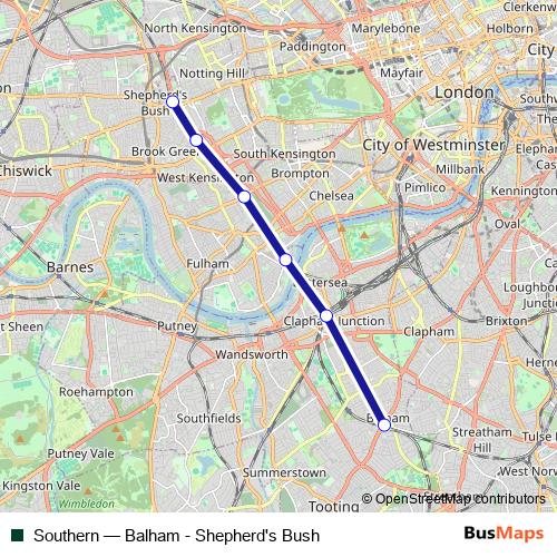 Southern rail Line Map