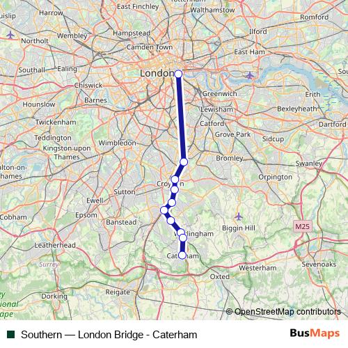 Southern rail Line Map